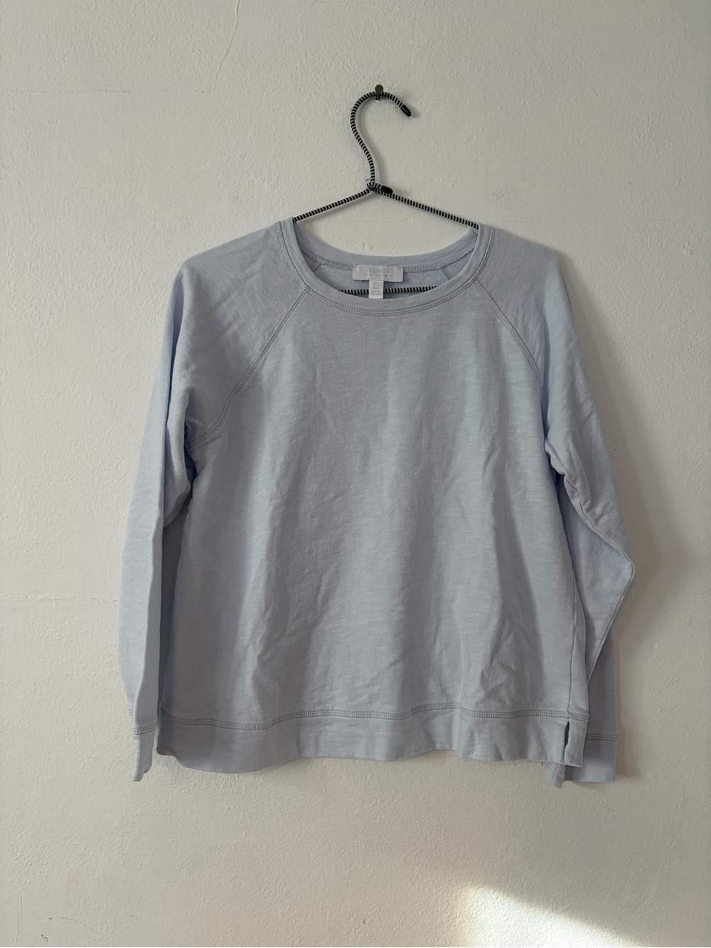 Lounge The White Company Light Blue Crewneck Sweater -100% Organic Cotton